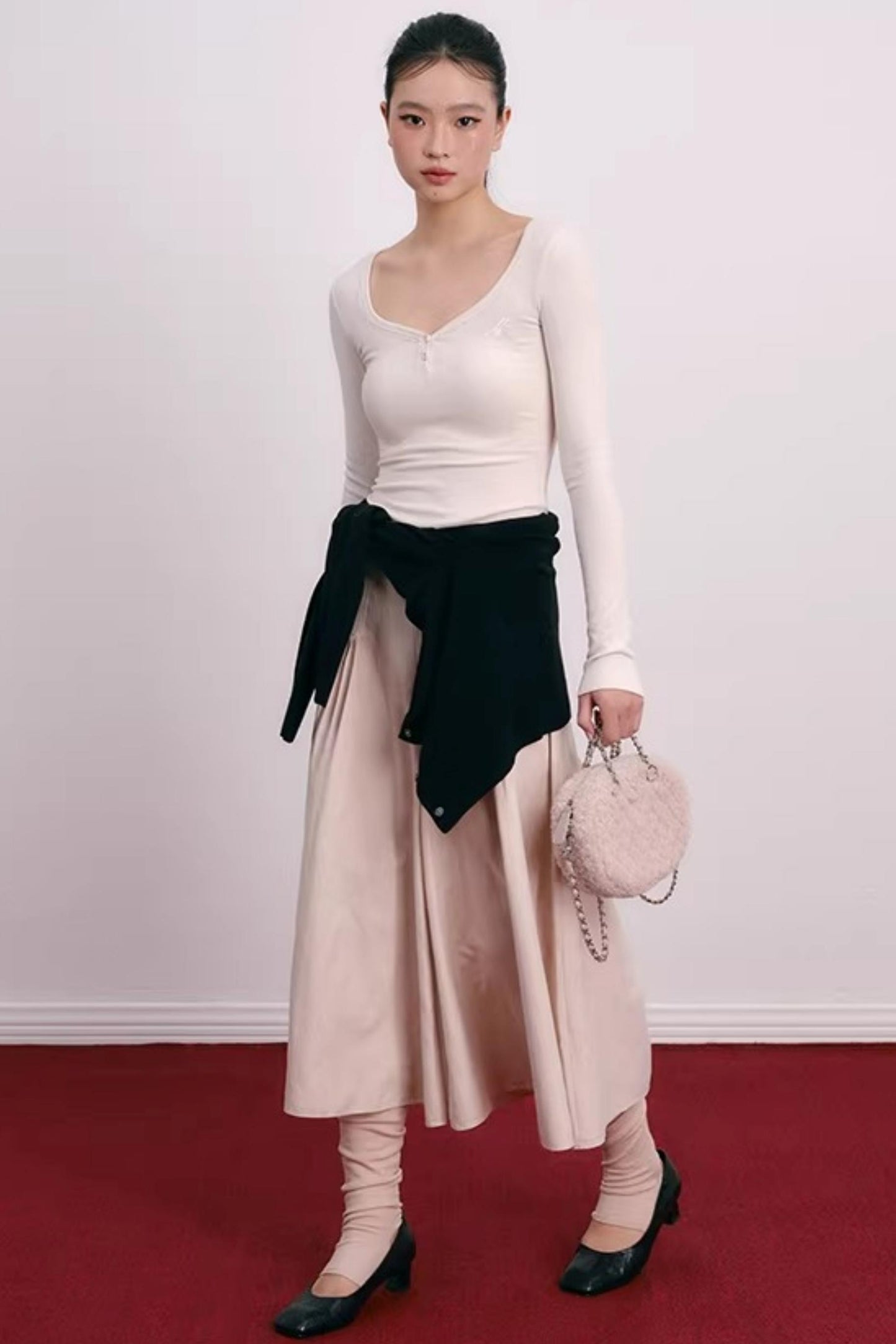 Vintage Pleated Wide-Leg Skirt Pants