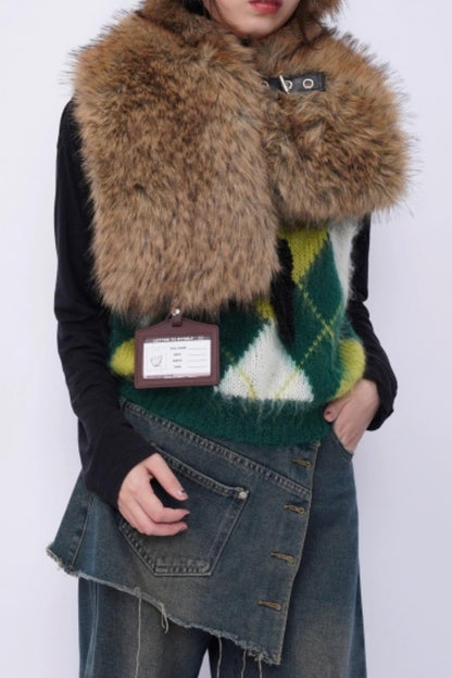 Heavy Industry Plush Patchwork Scarf