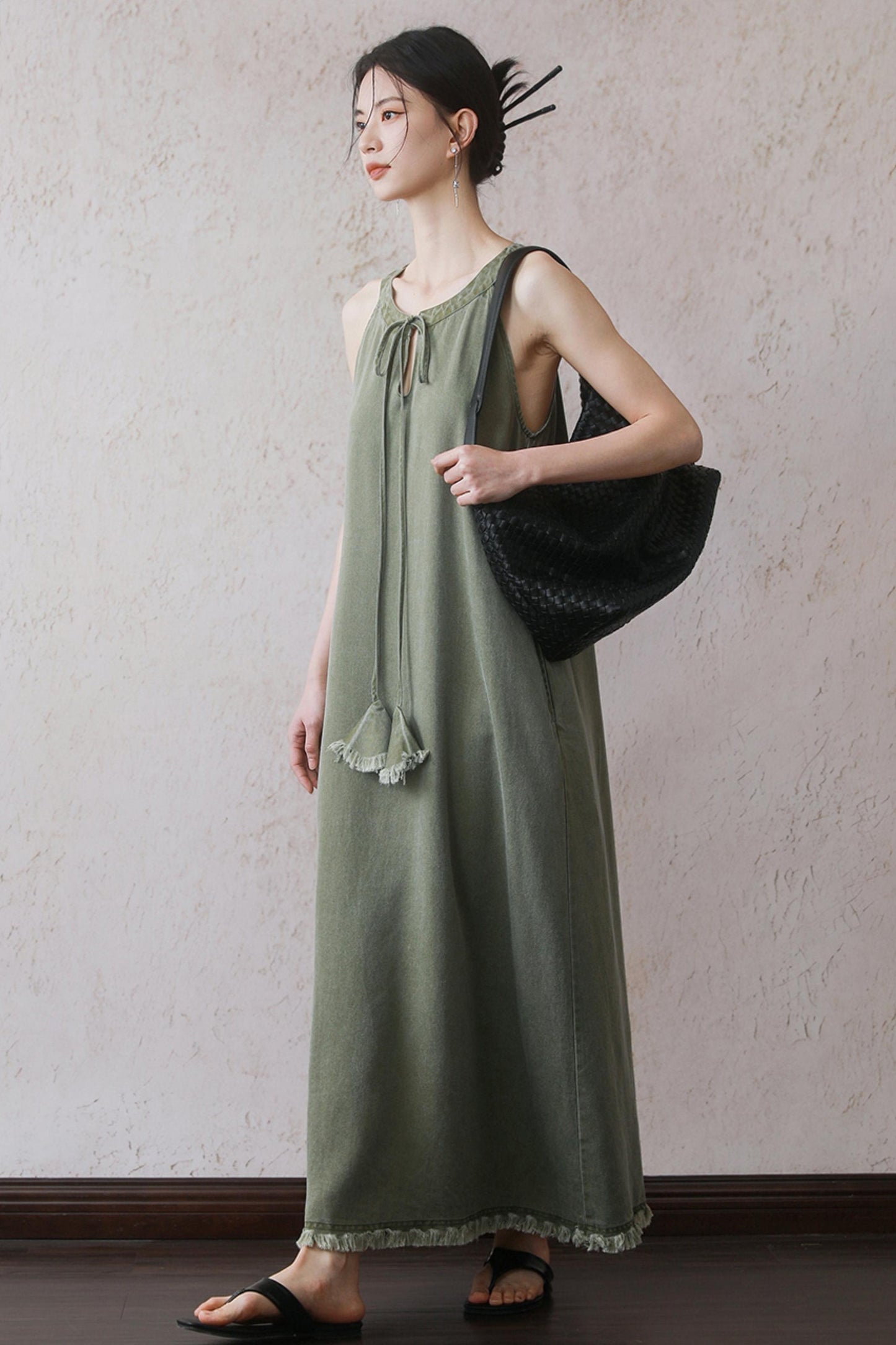 Green Tassel Tank Dress