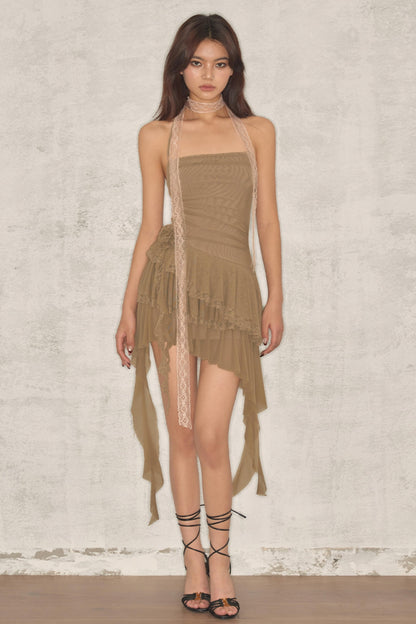 Asymmetric Halter Dress
