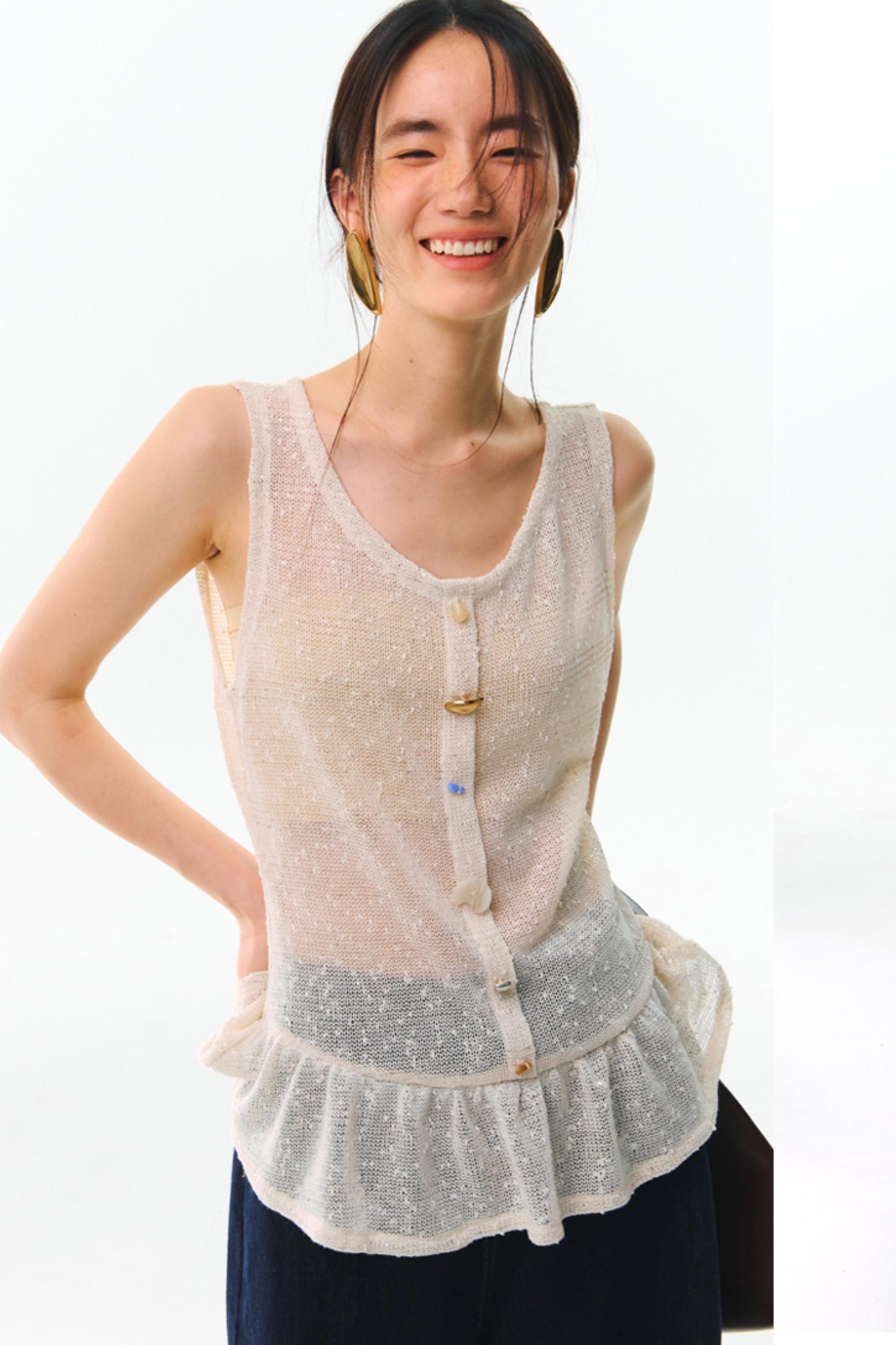 Shards Sequin Ruffled Top