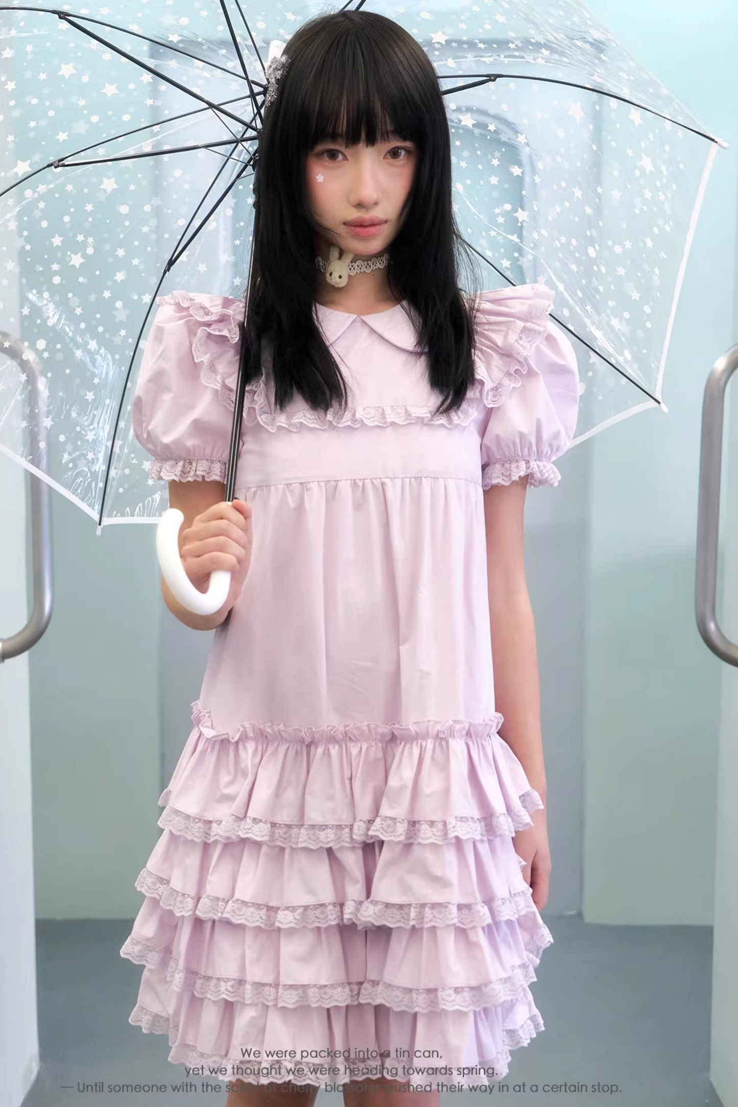 Light Purple Lace Tiered Dress