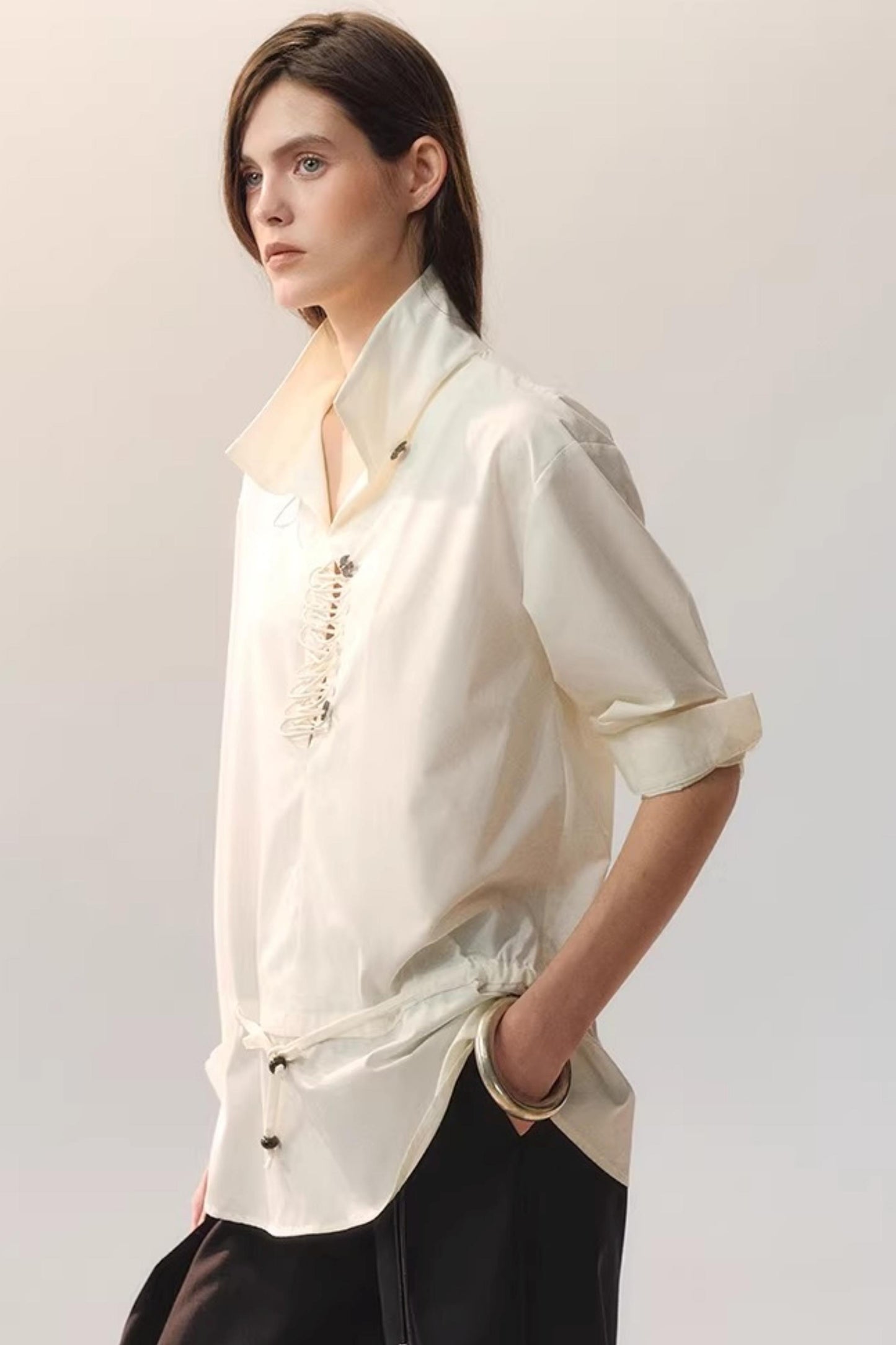 Feather Traces Deep V Blouse