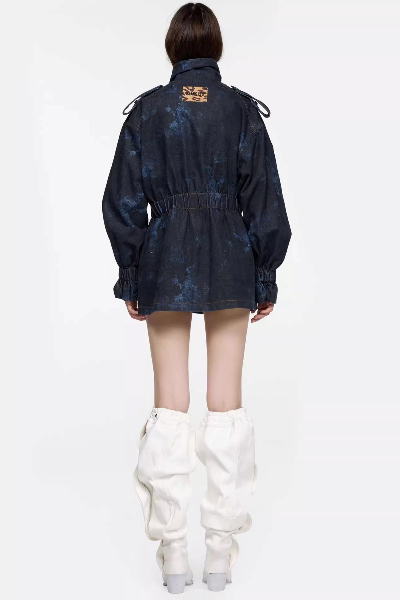 Tie-Dye Stand-Up Collar Jacket