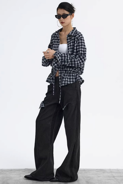Dekonstruktierte Matte Schwarze Karohose