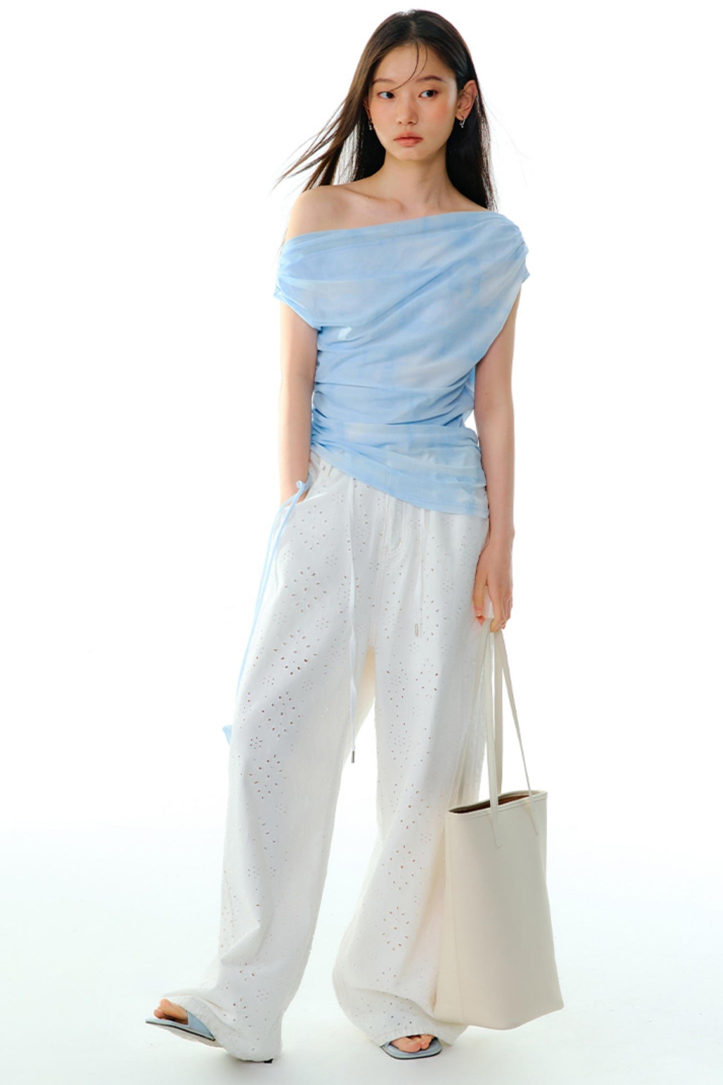 Breathe Between Flowers White Jeans