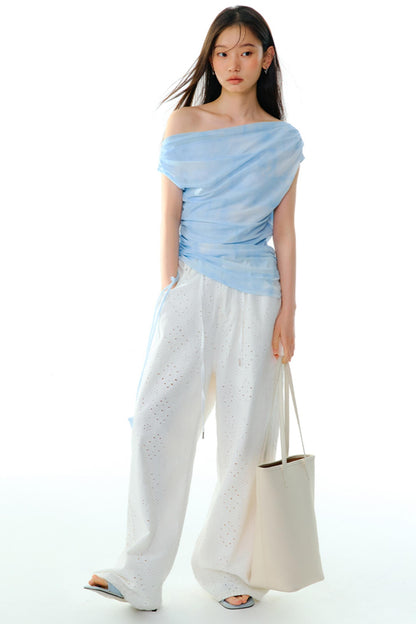 Breathe Between Flowers White Jeans