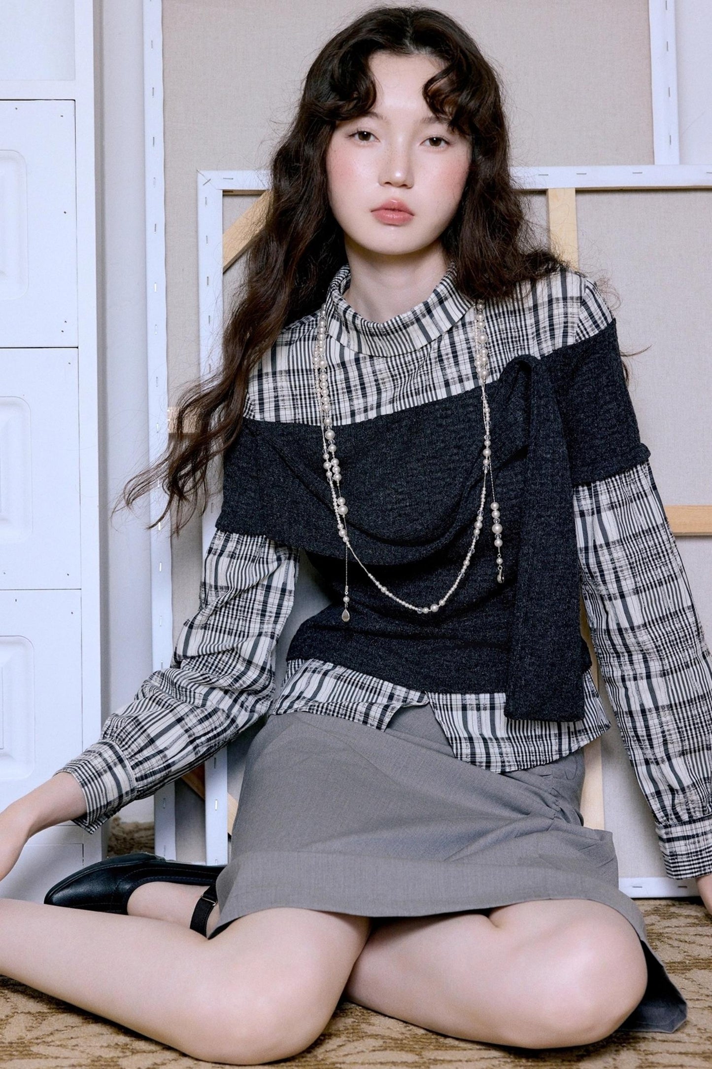 Irregular High Collar Sweater Tops