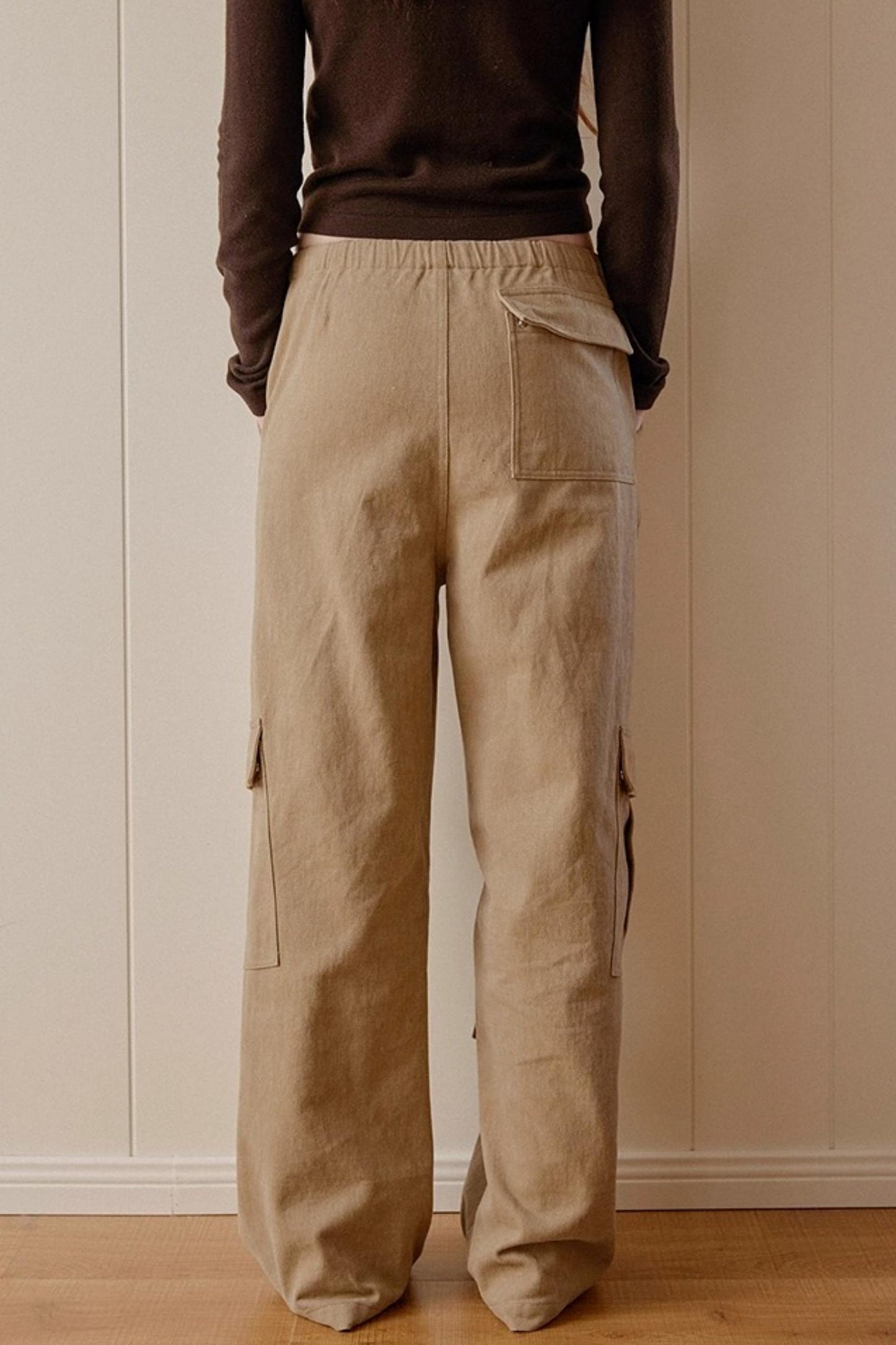 Khaki Fleece-Lined Cargo Pants