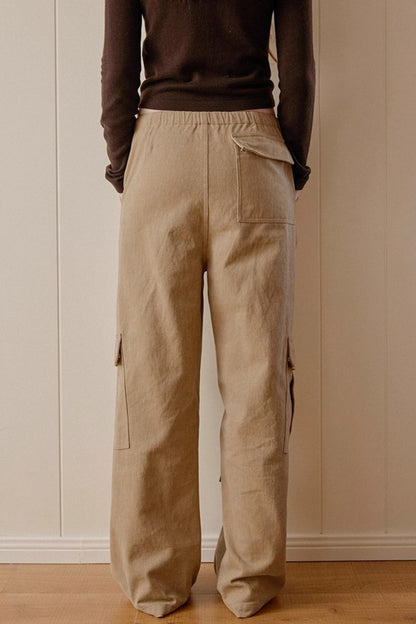 Khaki Fleece-Lined Cargo Pants