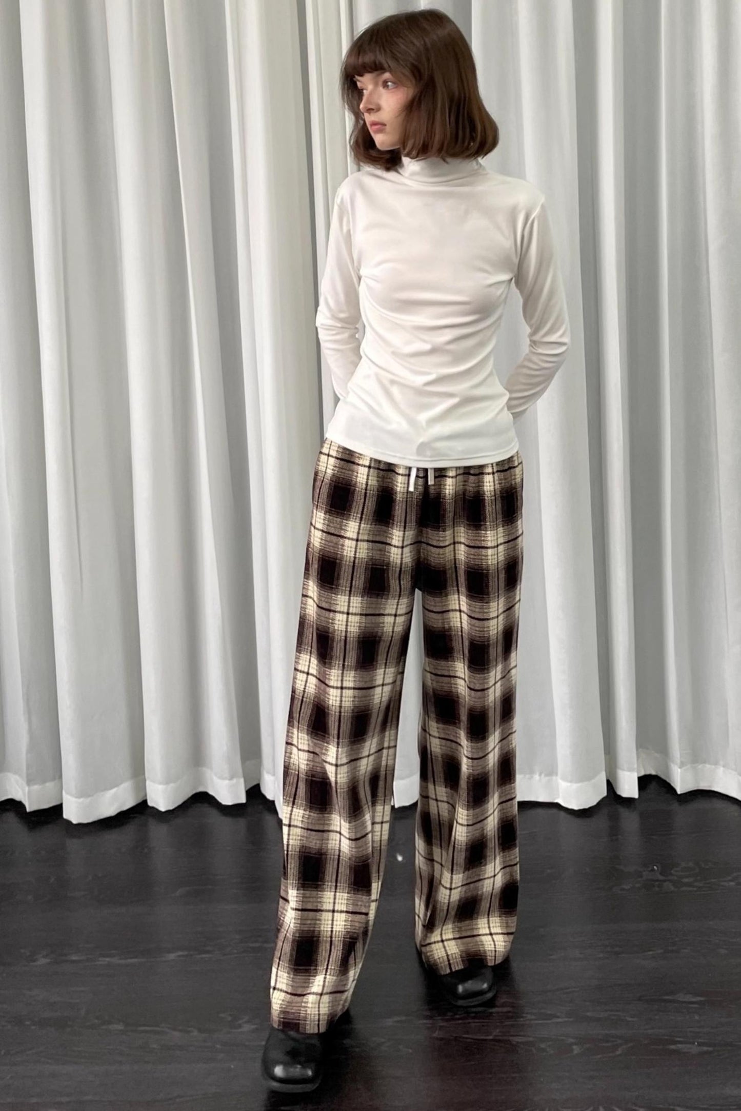 Versatile Khaki Plaid Trousers