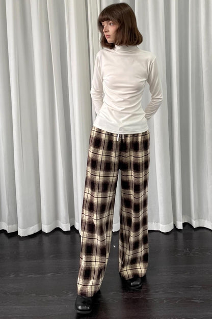 Versatile Khaki Plaid Trousers