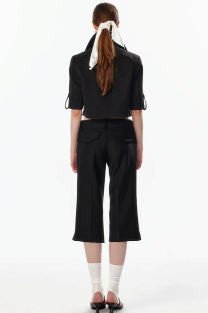 Cropped Convertible Collar Top