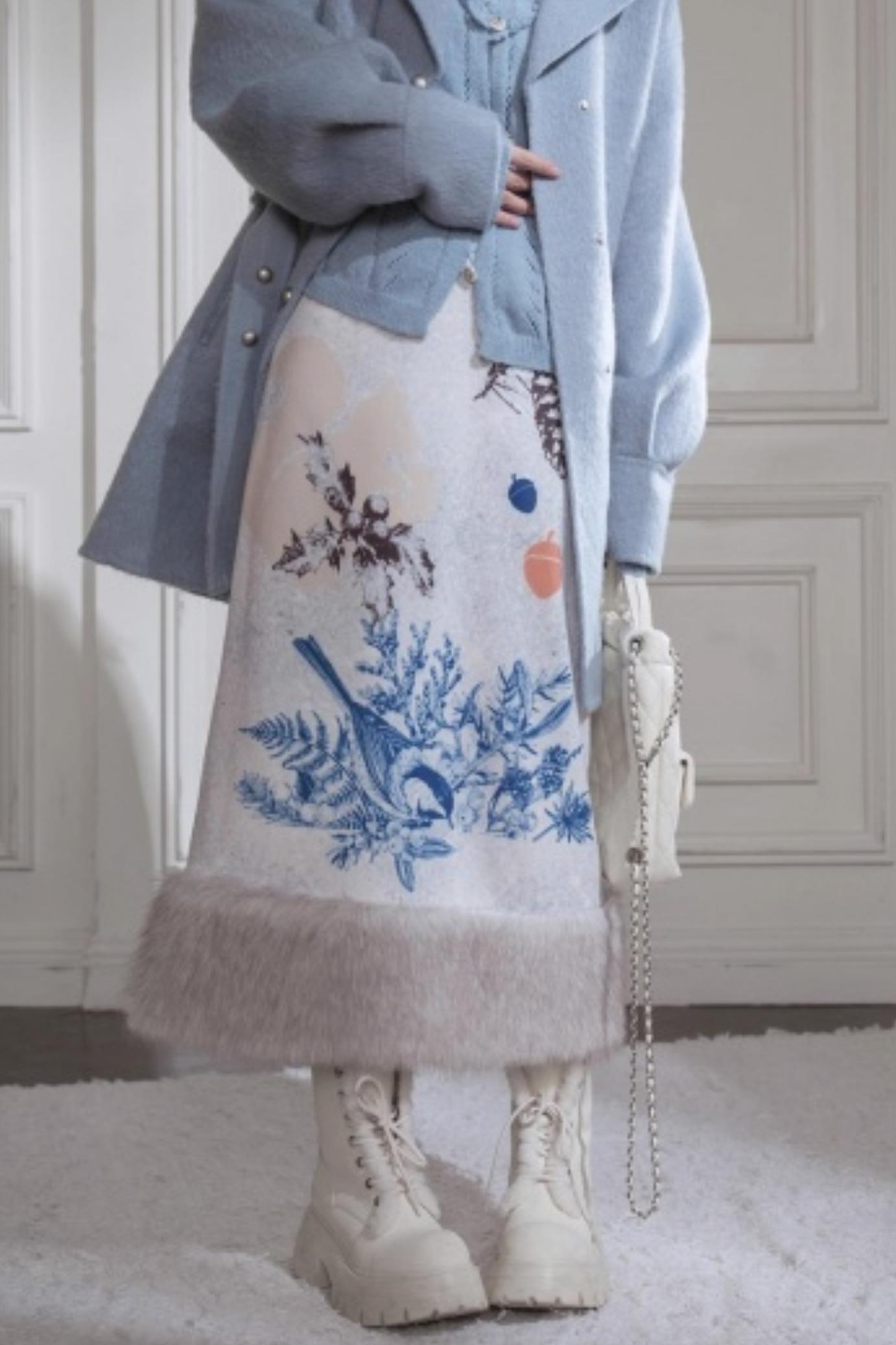 Winter Night Snow Plush Skirt