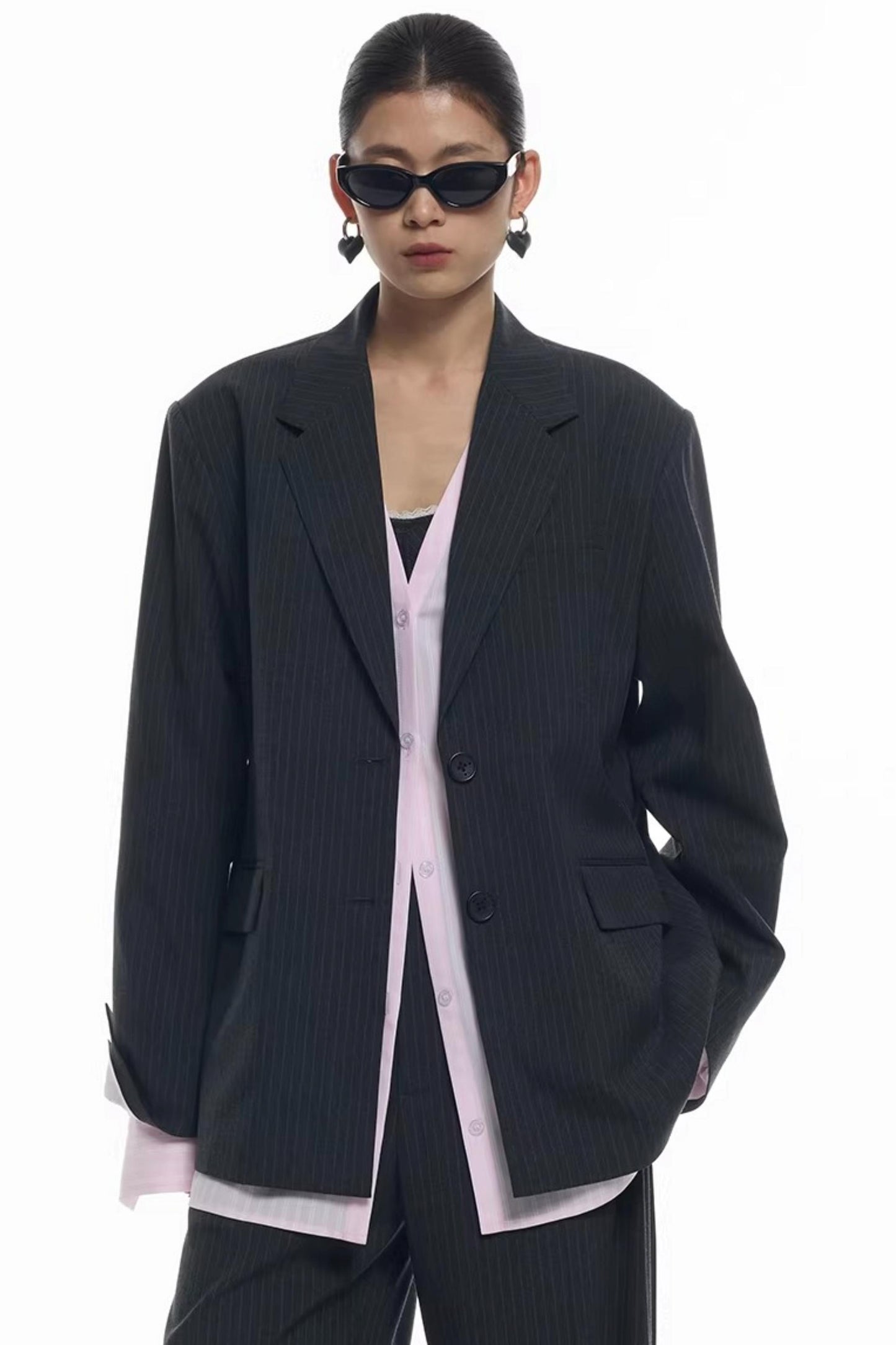 Striped Patchwork Blazer Jacket