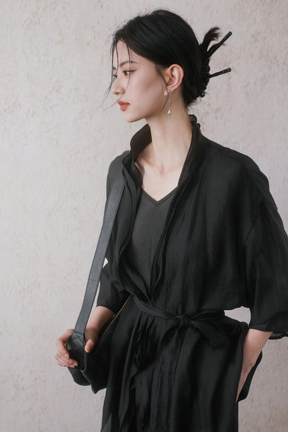 Elegant Sheer Black Two-Piece Set