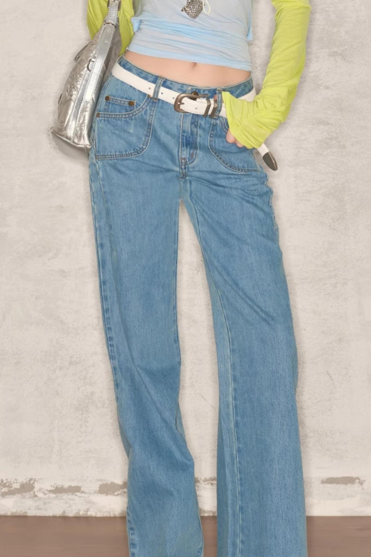 Wide-Leg Denim Pants