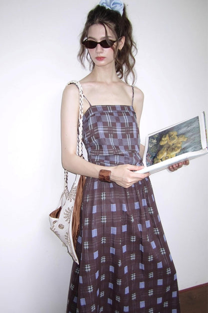 Fall Check Slip Dress