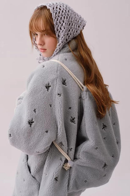 Soft Velvet Floral Backpack