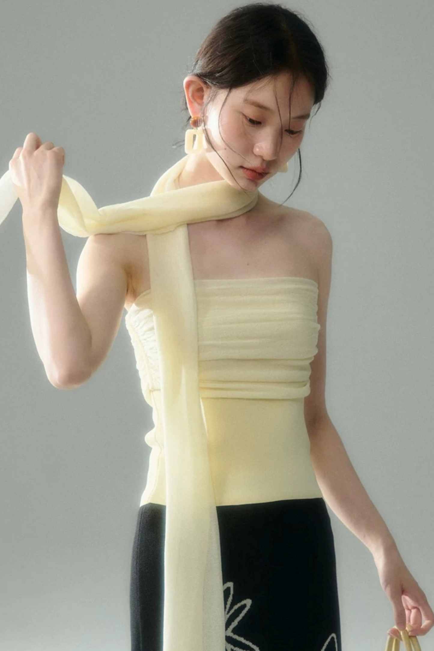 Misty Light Pleated Tulle Blouse Set