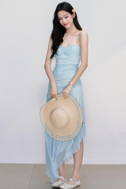 Sea Foam Blue Beaded Slip Dress