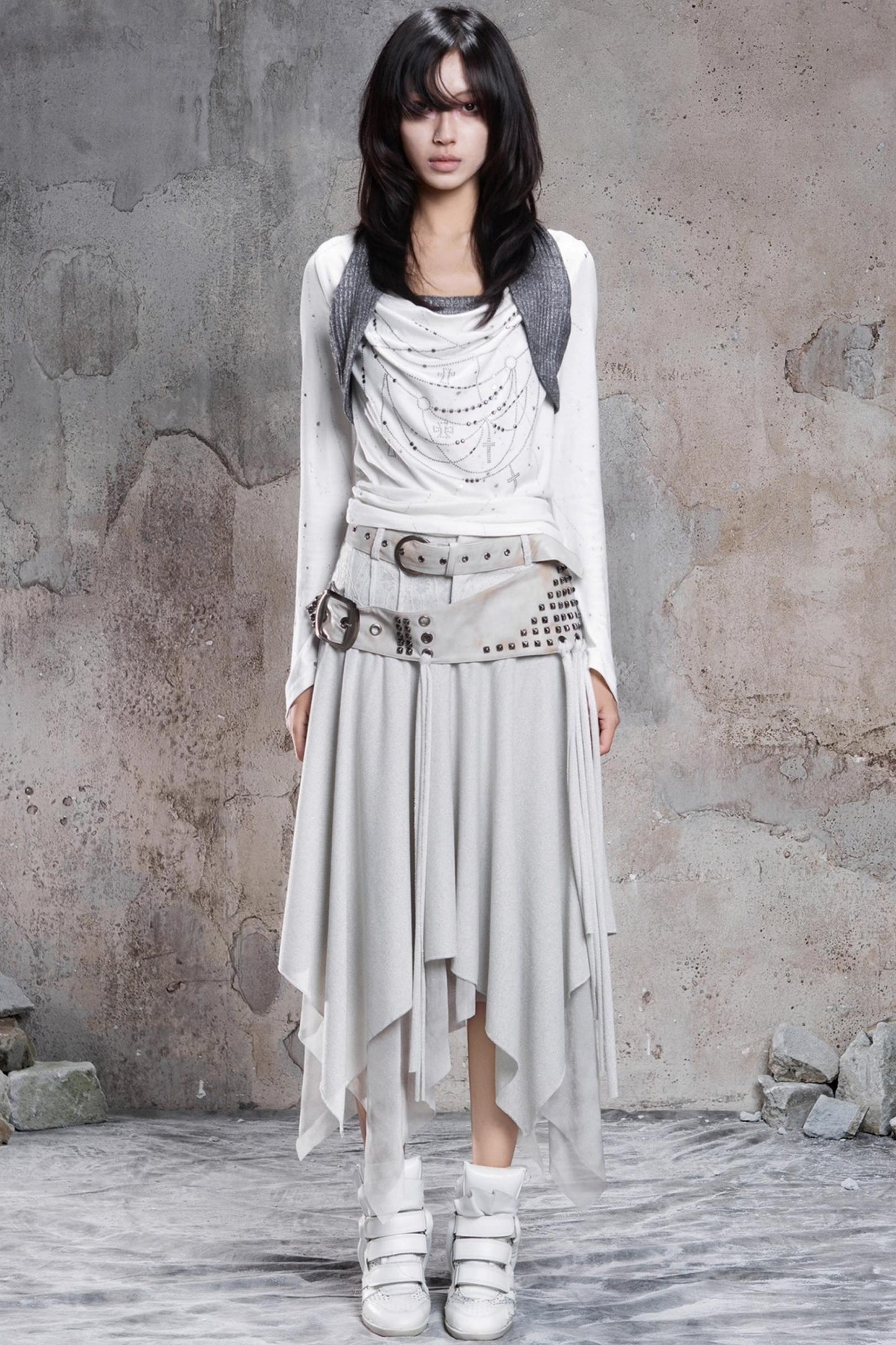 Irregular Multi Layer Rivet Skirt