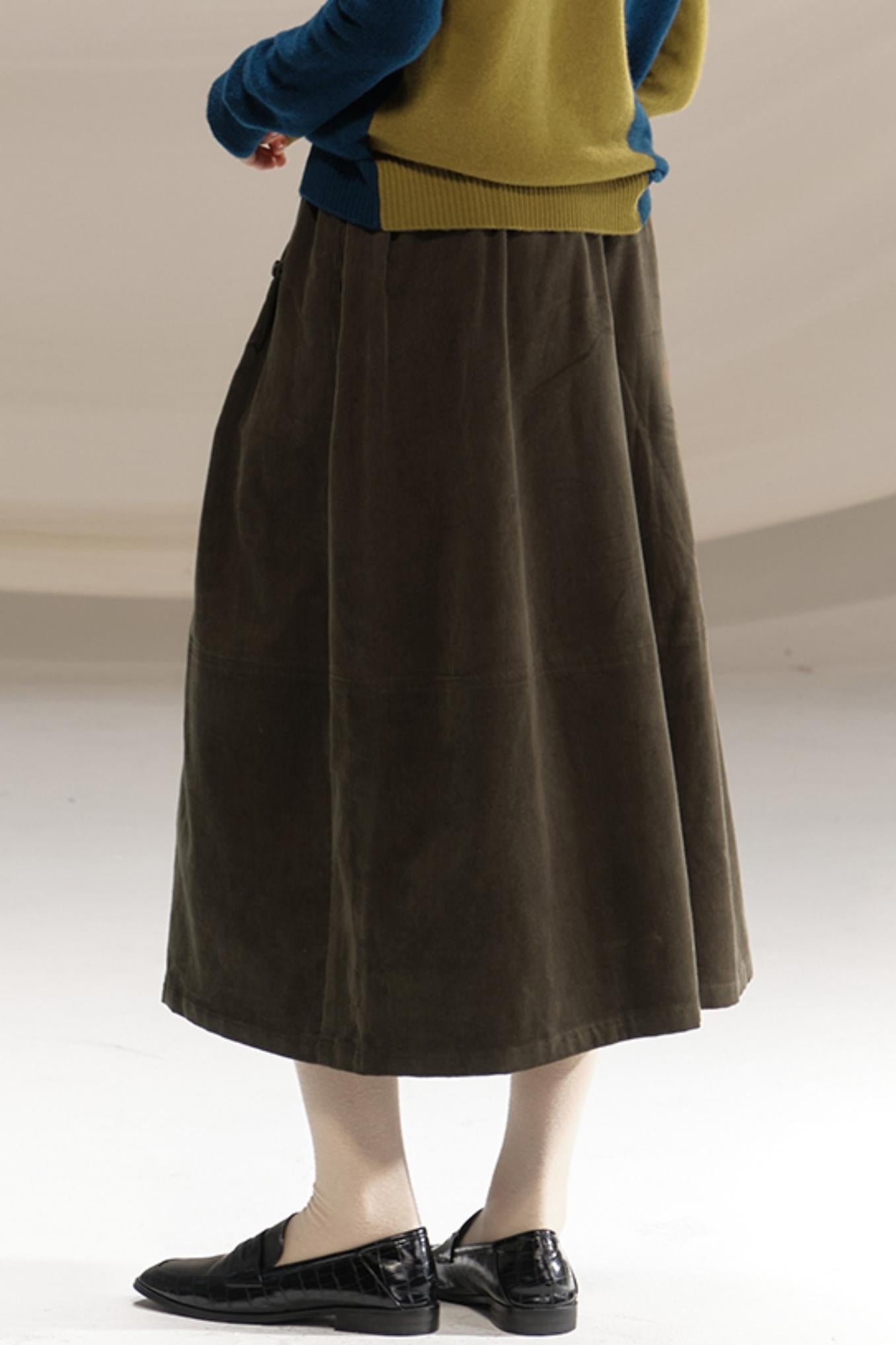 Retro Green Pleated Skirt