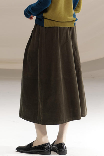 Retro Green Pleated Skirt