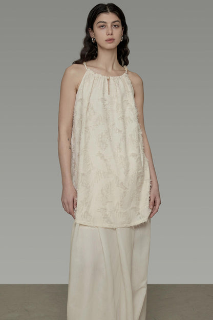 Floral Elegance Beaded Suspenders Top