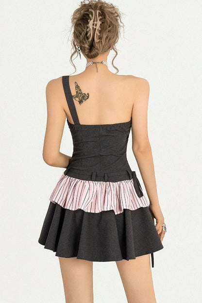 Lace Gray Bandeau Dress Set