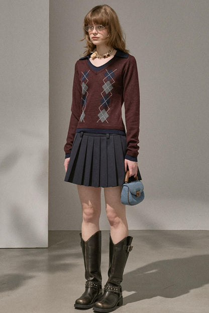 Slim V-Neck Warm Knitted Top