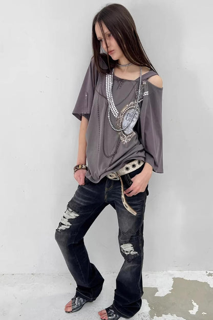 Retro Gemstone Hooded Top