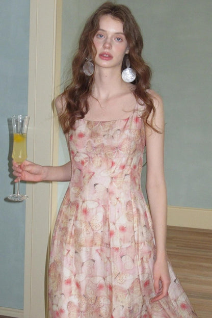 Slim Butterfly Sheer French Dress