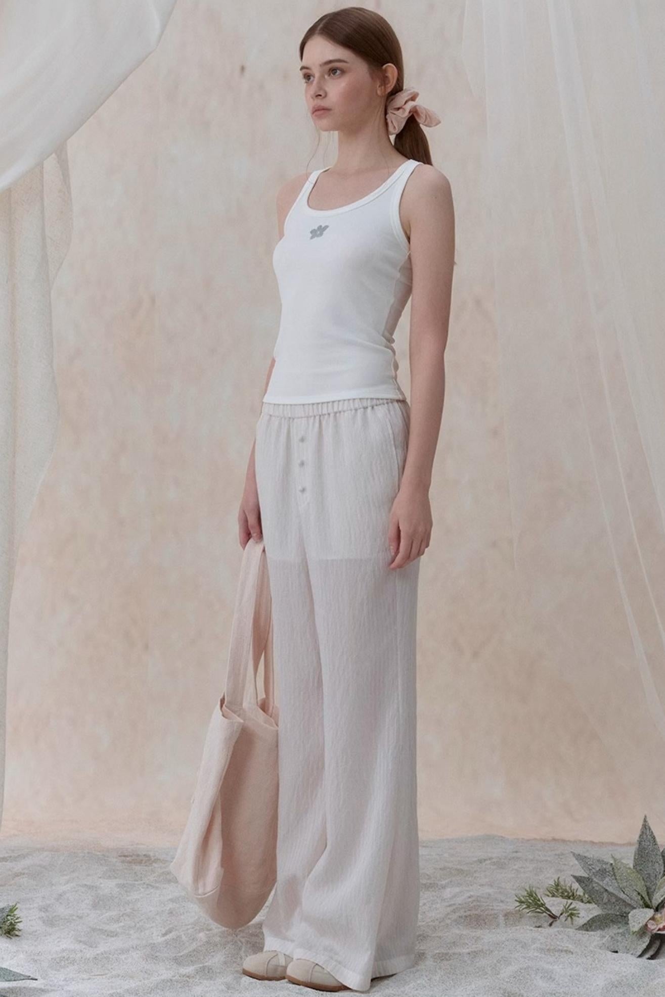 Draped Pearl Stripe Camisole Set-UP