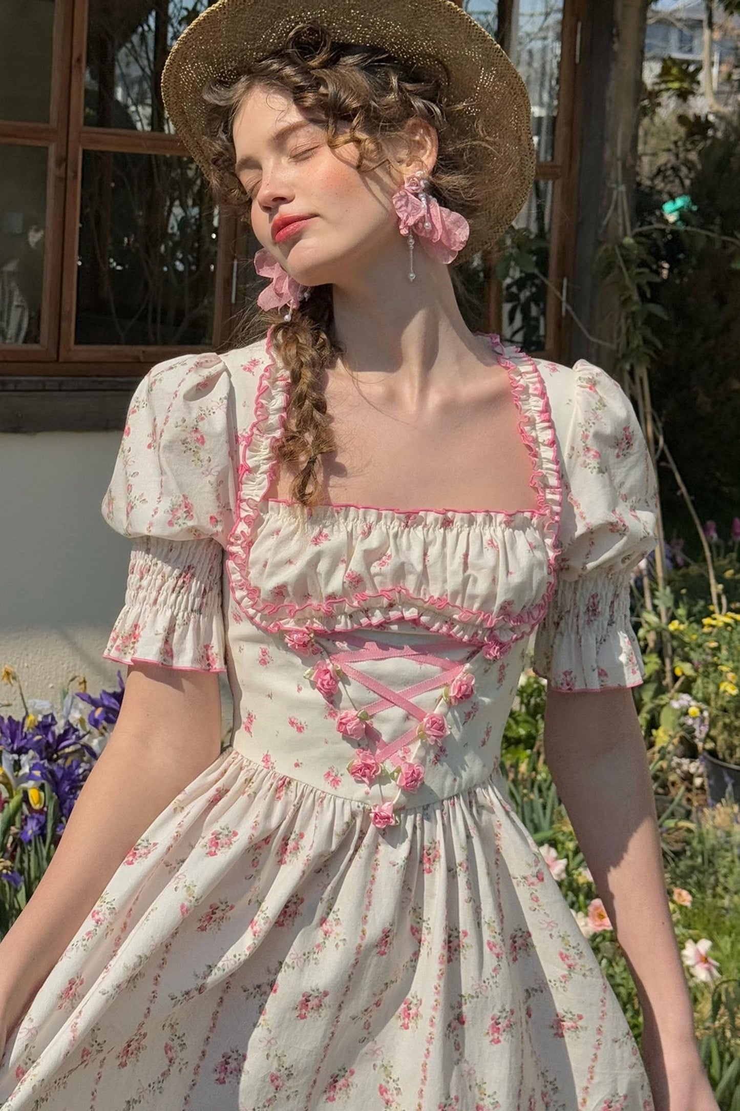 Fishbone Square Neck Dress