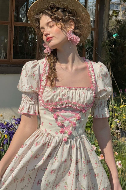 Fishbone Square Neck Dress