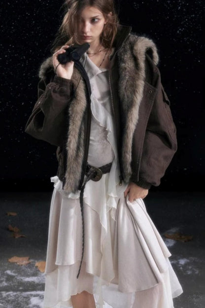 Irregular Gradient Ruffle Dress