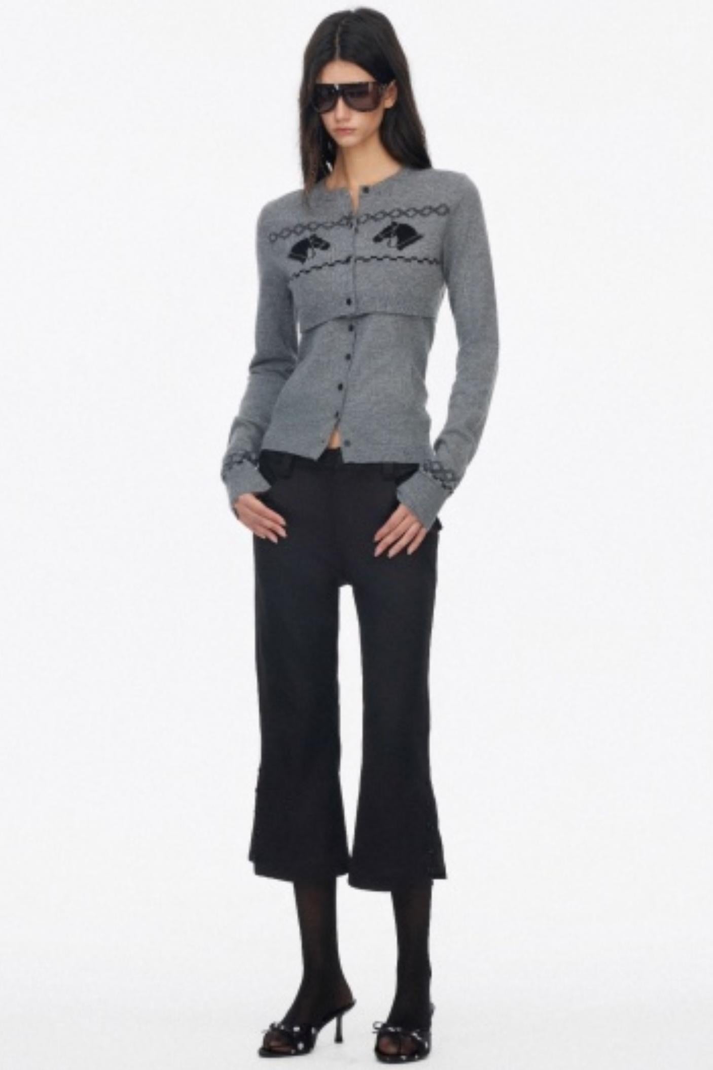 Two Piece Wool Knit Cardigan Set-Up