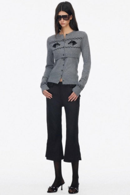 Two Piece Wool Knit Cardigan Set-Up