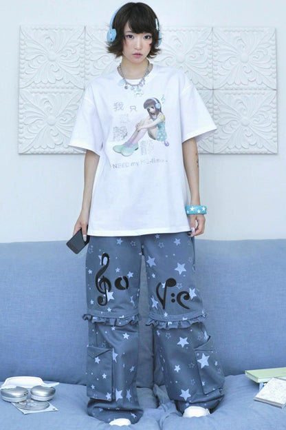 Weißes T-Shirt mit Glitzer-Schrift