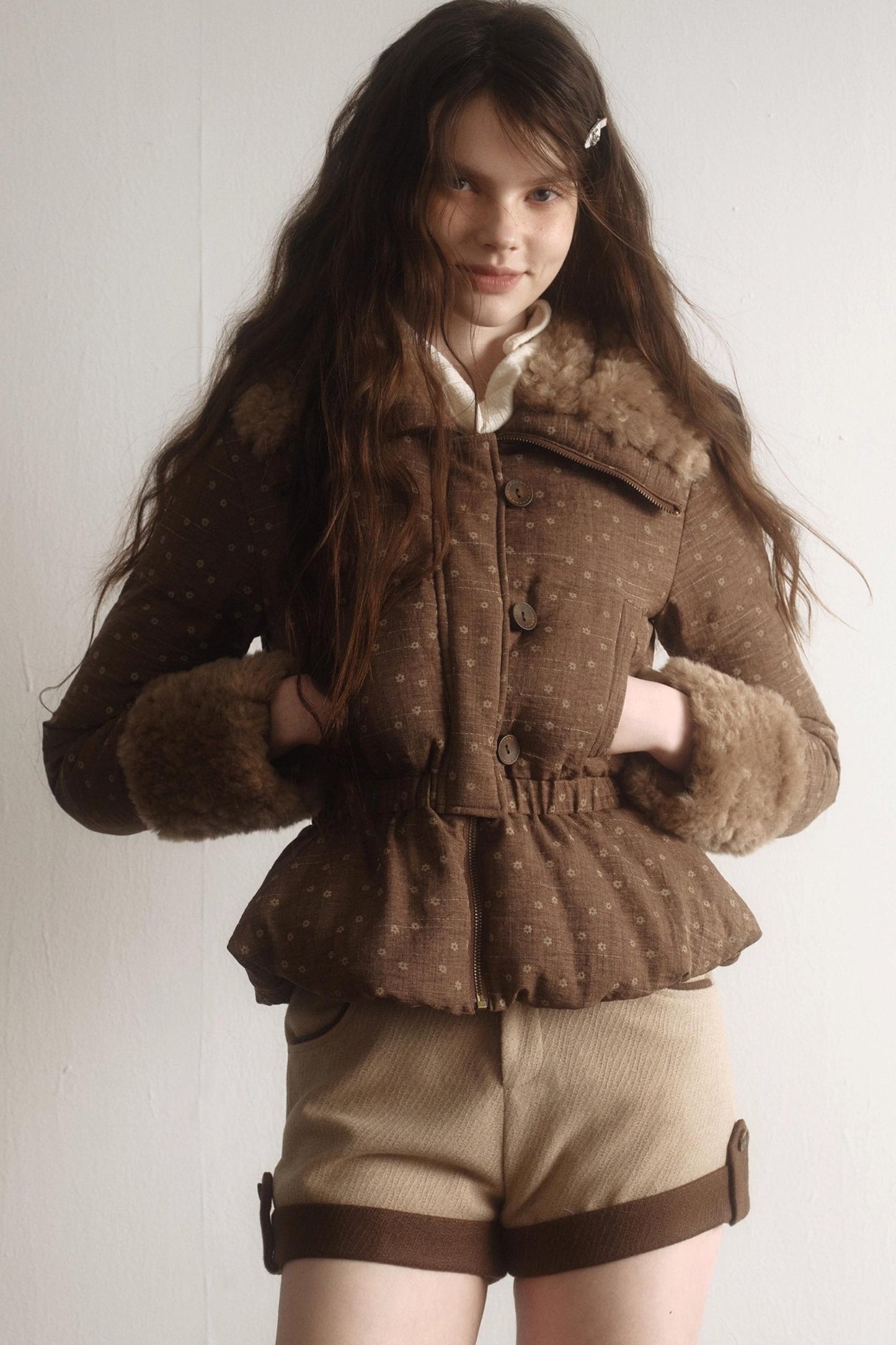 Retro Floral Down Jacket Set-Up