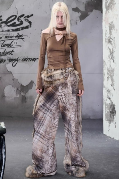 Off-The-Shoulder Beaded Lace-Up Base Top