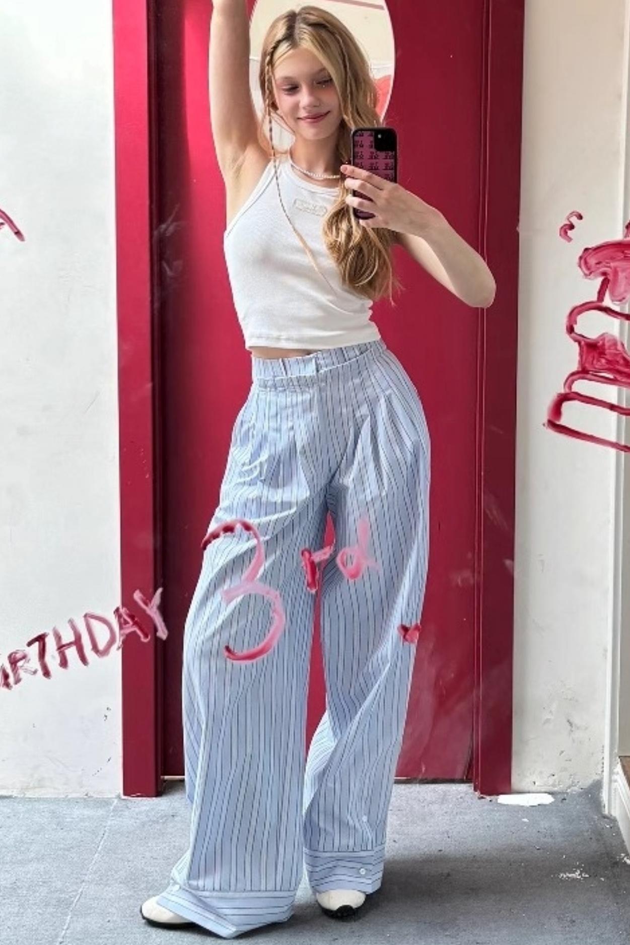 Vintage Blue Wide-Leg Pants