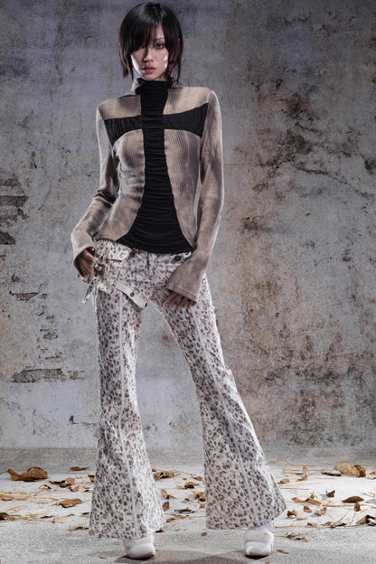 Vintage Leopard Print Flared Pants