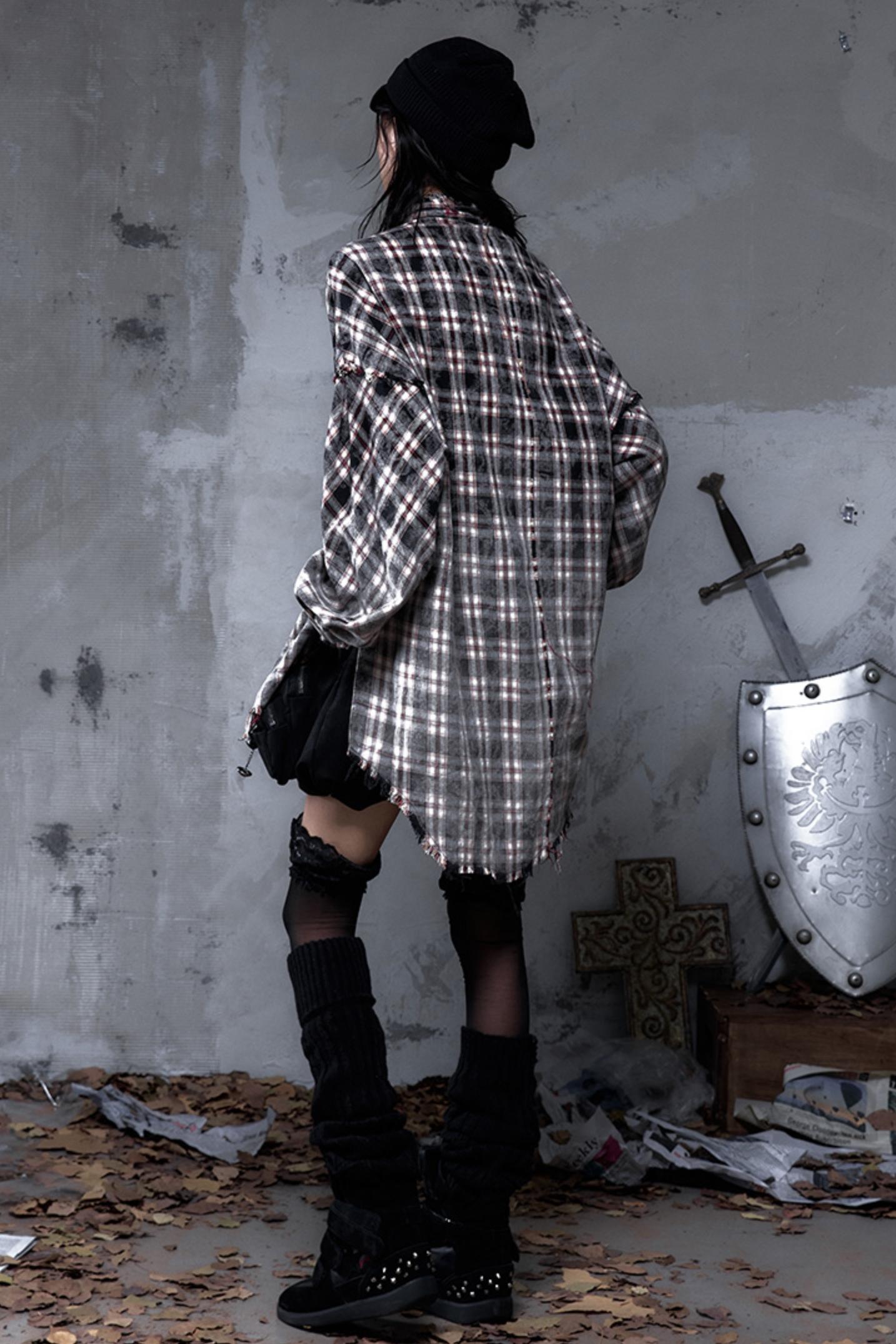 Gray Plaid Punk Shirt