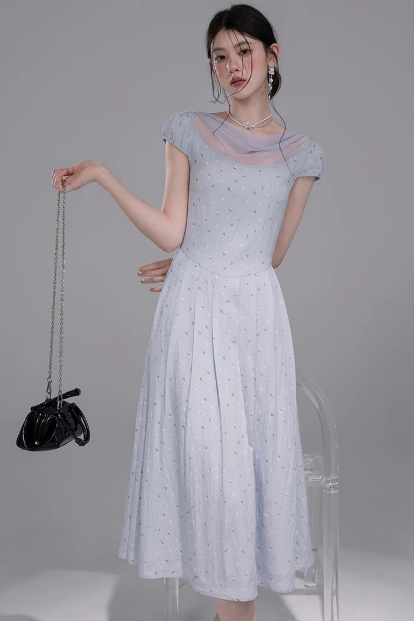 Misty Blue Ruffled Dress