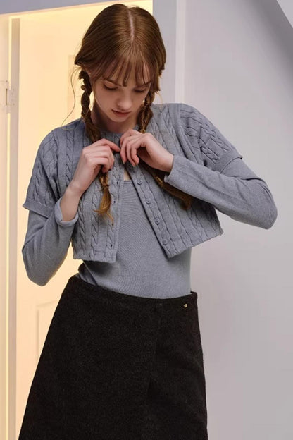 Twisted Pattern Cardigan Set