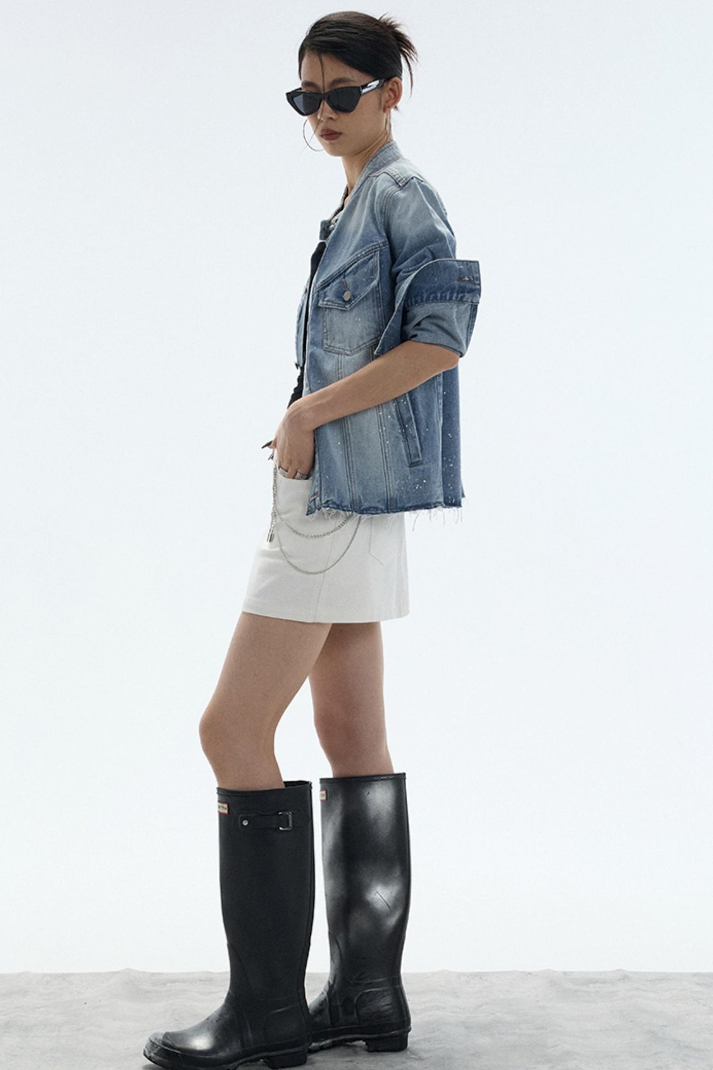 Slimming White A-Line Denim Skirt