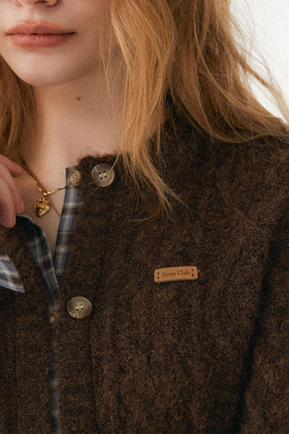 Plaid Wool Knit Cardigan