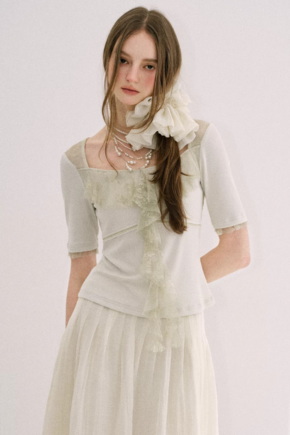 Original Gray-Green Lace Knit Top